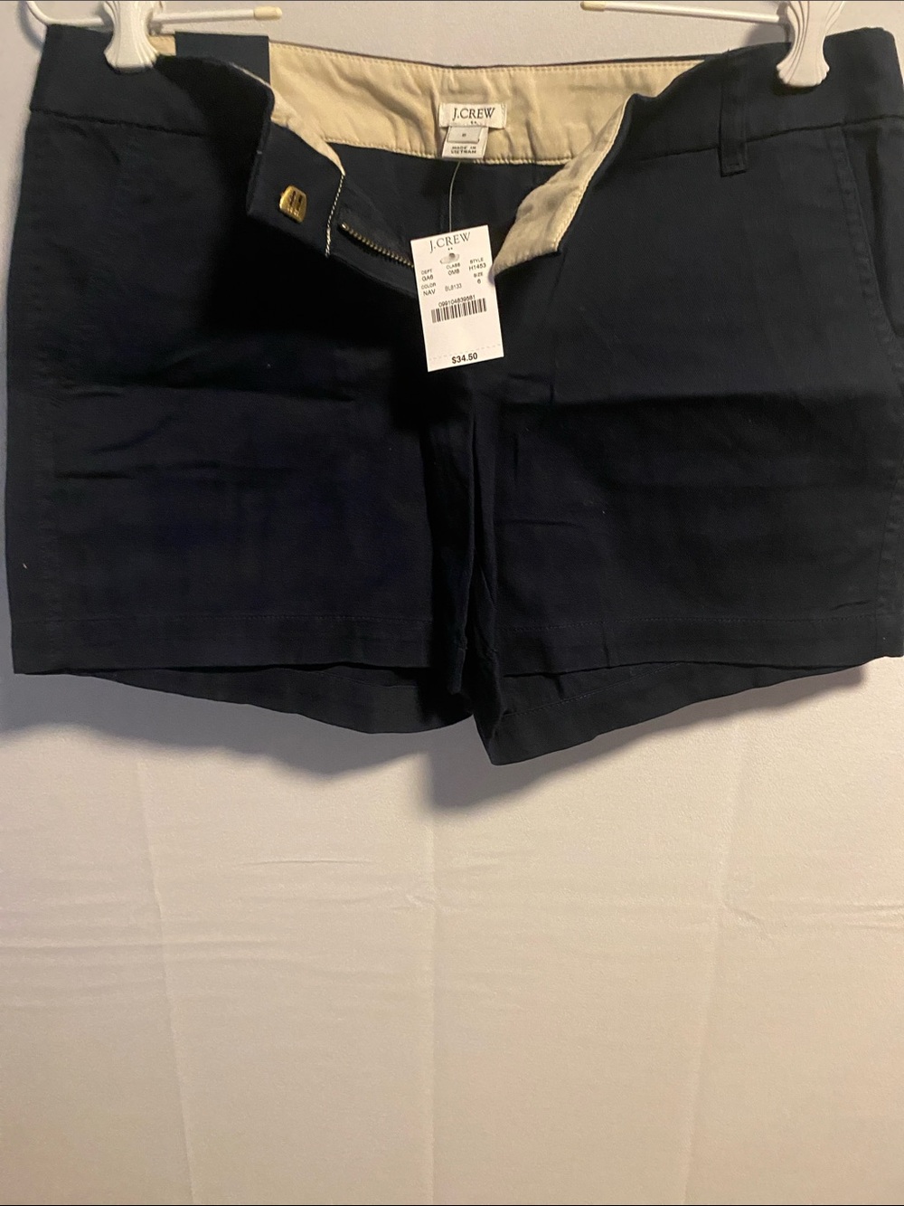 J. Crew Dark Navy High-Waist Chino Shorts